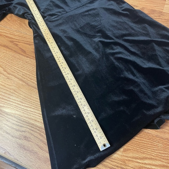 Vintage 90s Black 3/4 Sleeve Velour/Velvet Wrap Dress VTG Nomadic Traders LBD - Picture 5 of 6